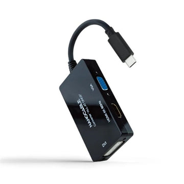 Adaptateur USB C vers VGA/HDMI/DVI NANOCABLE 10.16.4301-ALL 20 cm Noir 4K Ultra HD