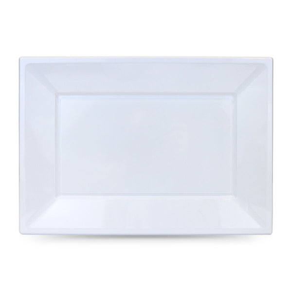 Set of reusable plates Algon Rectangular White Plastic 33 x 23 cm 12 Units