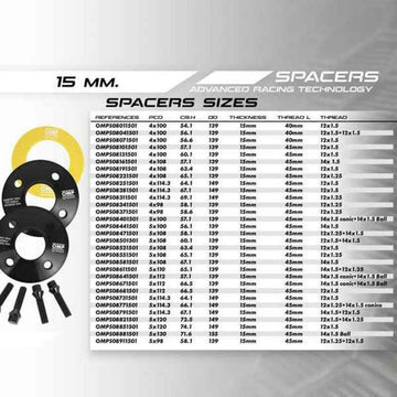 Set Distanzstücke OMP OMPS08011501 4x100 54,1 M12 x 1,5 15 mm