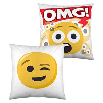 Cushion with Filling Emoji Winking Face and OMG (40 x 40 cm)