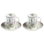 Cup with Plate Flowers Lavendar (4 Pcs)