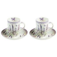 Cup with Plate Flowers Lavendar (4 Pcs)