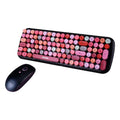 Keyboard and Wireless Mouse ELBE 8435141906256 Vintage Pink Black
