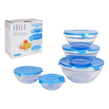 Bowl Adele With lid Stackable 5 Pieces Blue (5 Units)