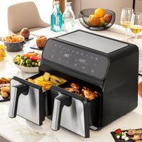 No-Oil Fryer InnovaGoods Fryinn Double 8000 Black Stainless steel 3400 W 8 L