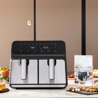 No-Oil Fryer InnovaGoods Fryinn Double 8000 Black Stainless steel 3400 W 8 L