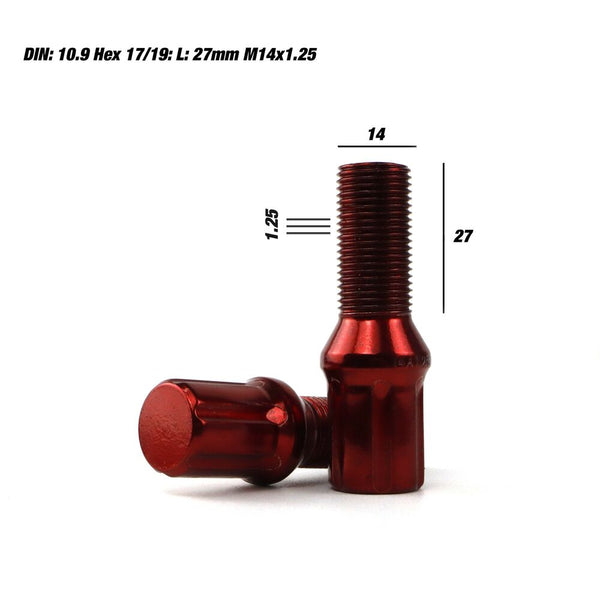 Set Nuts OMP 27 mm Red 20 uds M14 x 1,25