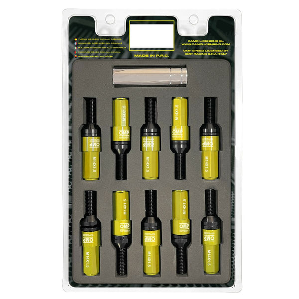 Kit de vissage OMP OMPS09981409 28 mm Jaune M14 x 1,50