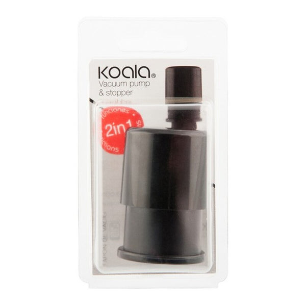 Vacuum Pump and Wine Stopper Koala Nature Black Plastic