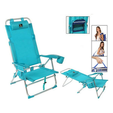 Chaise de Plage Aluminium Bleu (74 x 61 x 31 cm)