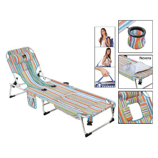 Beach sunbed Aluminium Stripes (185 x 57 x 26 cm)