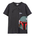 Herren Kurzarm-T-Shirt Boba Fett Dunkelgrau Grau Erwachsene