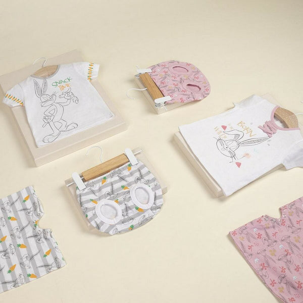 Set di Indumenti Looney Tunes Neonato Bianco Rosa