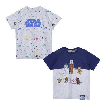 Kurzarm-T-Shirt für Kinder Star Wars 2 Stück Grau