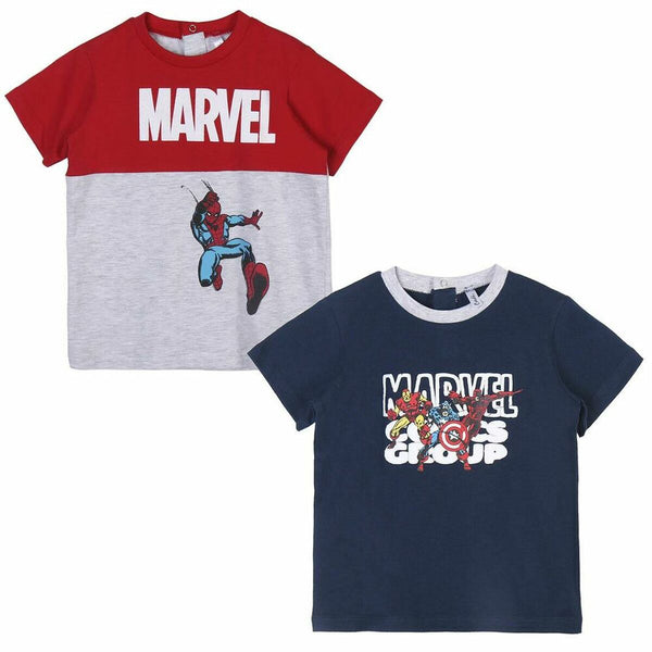 T shirt à manches courtes Enfant Marvel 2 Unités Gris