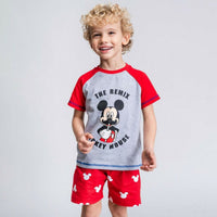 Pigiama Estivo Mickey Mouse Rosso Grigio