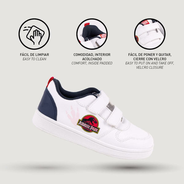 Chaussures de Sport pour Enfants Jurassic Park Velcro Blanc