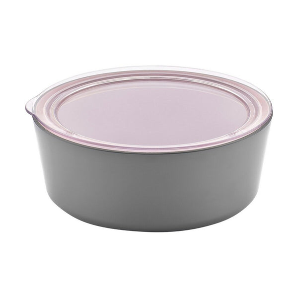 Bowl Melamin With lid Pink/Grey 600 ml 14 x 6 cm