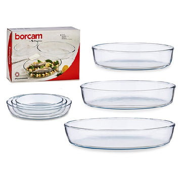 Set of trays Borcam Oval Transparent (3 Pieces)