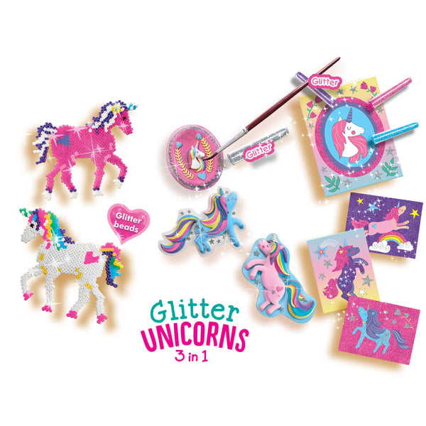 Didaktična igra SES Creative Glitter unicorns 3 in 1