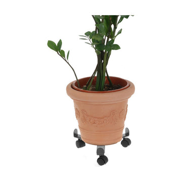 Flowerpot Standt with Wheels Adjustable Grey Metal (30 cm)
