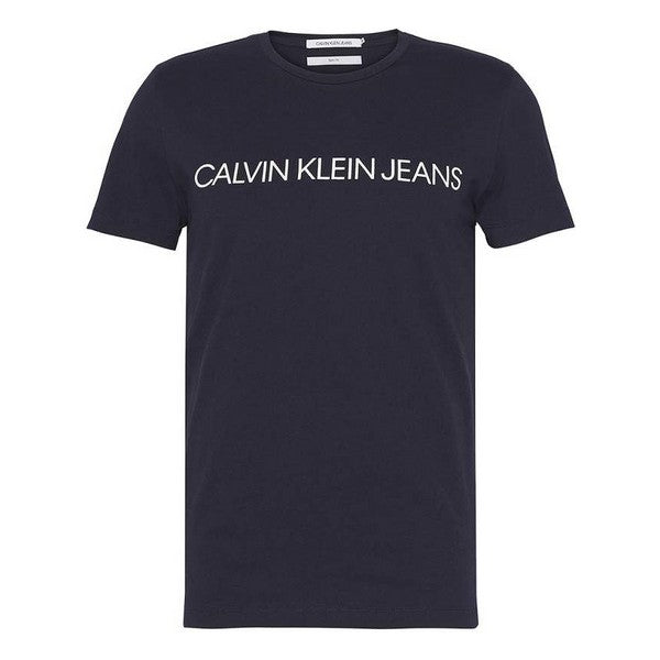 Men’s Short Sleeve T-Shirt Calvin Klein E LIIN SLIM T Navy Blue