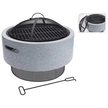 ProGarden Fire Bowl with BBQ Rack Round Light Grey 52x18.5 cm