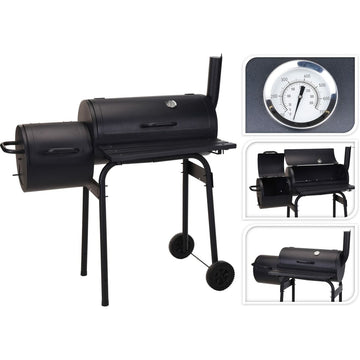 Barbecue à Charbon avec Couvercle et Roulettes Noir (112 x 63 x 112 cm)