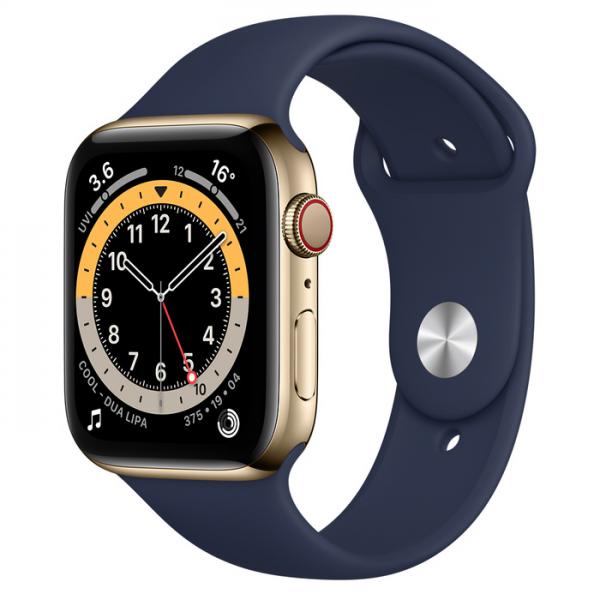 Apple Watch Serie 6 Cell 44mm Gold Stainless Steel Case/Deep Navy Sport Band ITA MJXN3TY/A