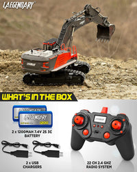 LEGENDARY RC Excavator Toy | Hobby-Grade Construction Vehicles Black - Red