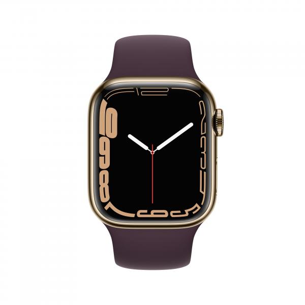 Apple Watch Serie 7 Cell 41mm Gold Stainless Steel/Dark Cherry Sport Band ITA MKHY3TY/A