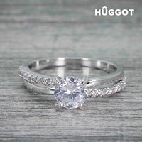 Hûggot You & Me Rhodium-Plated Ring with Zircons