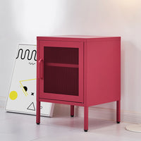 ArtissIn Mini Mesh Door Storage Cabinet Organizer Bedside Table Pink