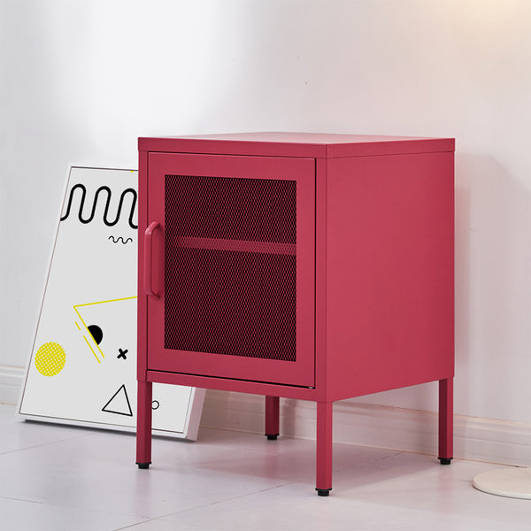 ArtissIn Mini Mesh Door Storage Cabinet Organizer Bedside Table Pink