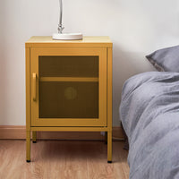 ArtissIn Mini Mesh Door Storage Cabinet Organizer Bedside Table Yellow