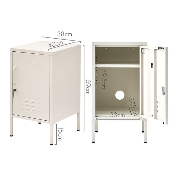 ArtissIn Mini Metal Locker Storage Shelf Organizer Cabinet Bedroom White