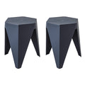 ArtissIn Set of 2 Puzzle Stool Plastic Stacking Stools Chair Outdoor Indoor Blue