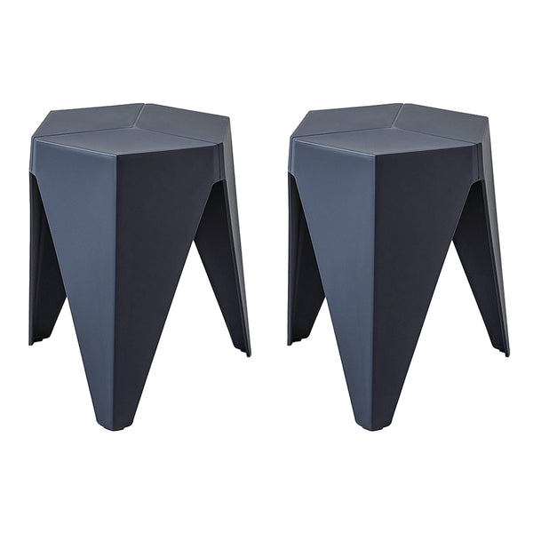 ArtissIn Set of 2 Puzzle Stool Plastic Stacking Stools Chair Outdoor Indoor Blue