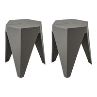 ArtissIn Set of 2 Puzzle Stool Plastic Stacking Stools Chair Outdoor Indoor Grey