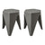 ArtissIn Set of 2 Puzzle Stool Plastic Stacking Stools Chair Outdoor Indoor Grey