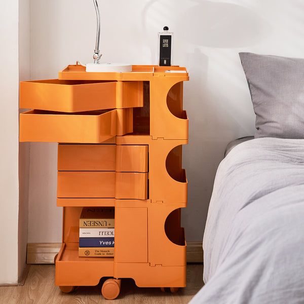 ArtissIn Bedside Table Side Tables Nightstand Organizer Replica Boby Trolley 5Tier Orange