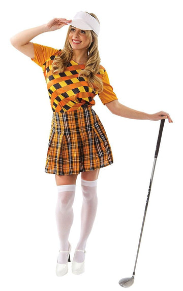 Female Golfer Costume - Orange & Black - Medium