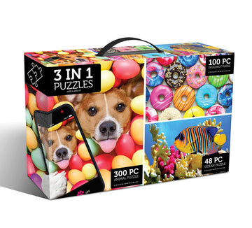 3 in 1 Jigsaw Puzzle Pack § 300, 100 and 48 Pieces