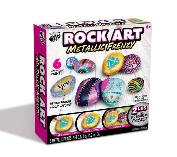 Rock Art Metallic Frenzy DIY Craft Kit § Includes 2 lbs of Premium Rock