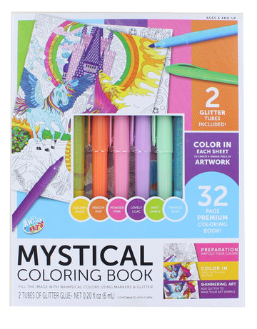 Coloring Book Kit With 6 Glimmer Gel Pens § Mystical
