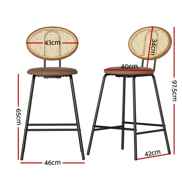 Artiss Bar Stools Kitchen Stool Metal Counter Dining Chair Rattan Barstools x2