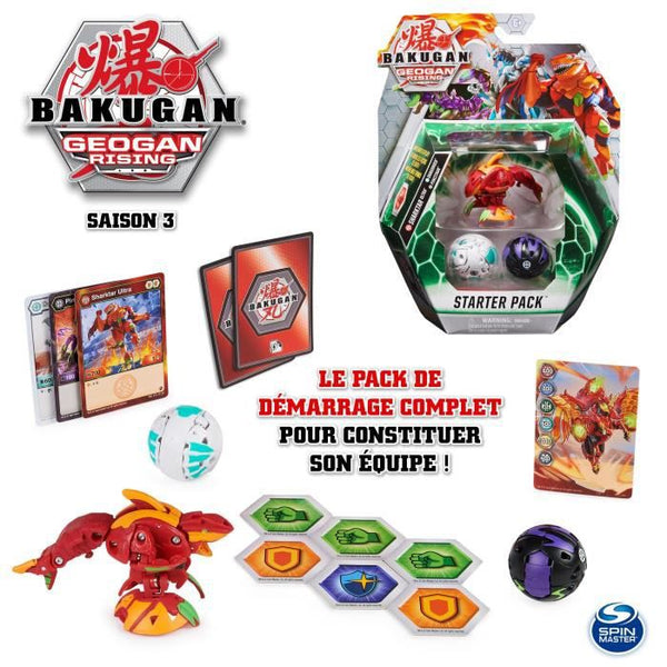 BAKUGAN GEOGAN RISING - STARTER PACK SAISON 3 - 6061567 - Billes Bakugan Avec 6 BakuCores Et 7 Cartes Collection - Modele aléatoire