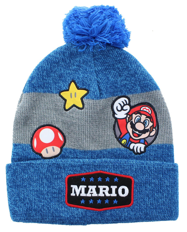Super Mario Youth Knit Beanie with Patches