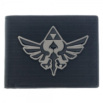 The Legend of Zelda Metal Hyrule Crest Logo Black Bi-Fold Wallet