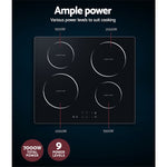 Electric Induction Cooktop 60cm Ceramic Glass 4 Zones Stove Cook Top Cooker